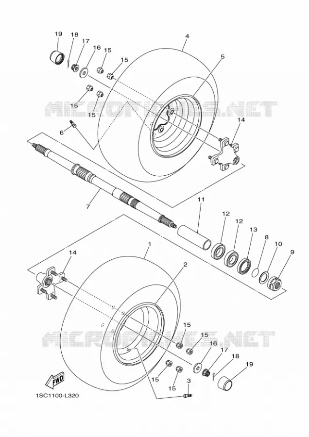 ROUE ARRIERE Yamaha QUAD 300 2013 GRIZZLY  YFM300