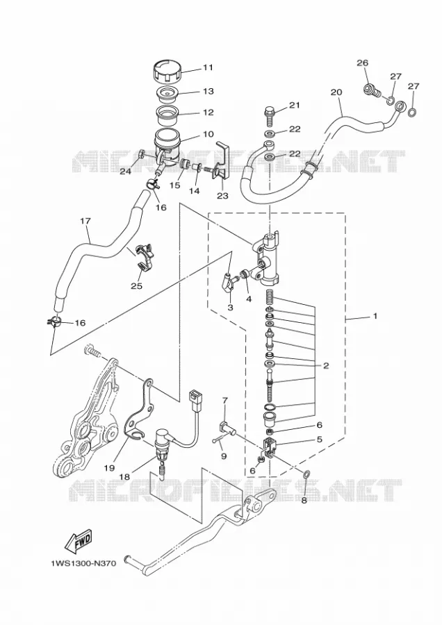 MAITRE CYLINDRE DE FREIN ARRIERE Yamaha MOTO 700 2016 MT  MT07