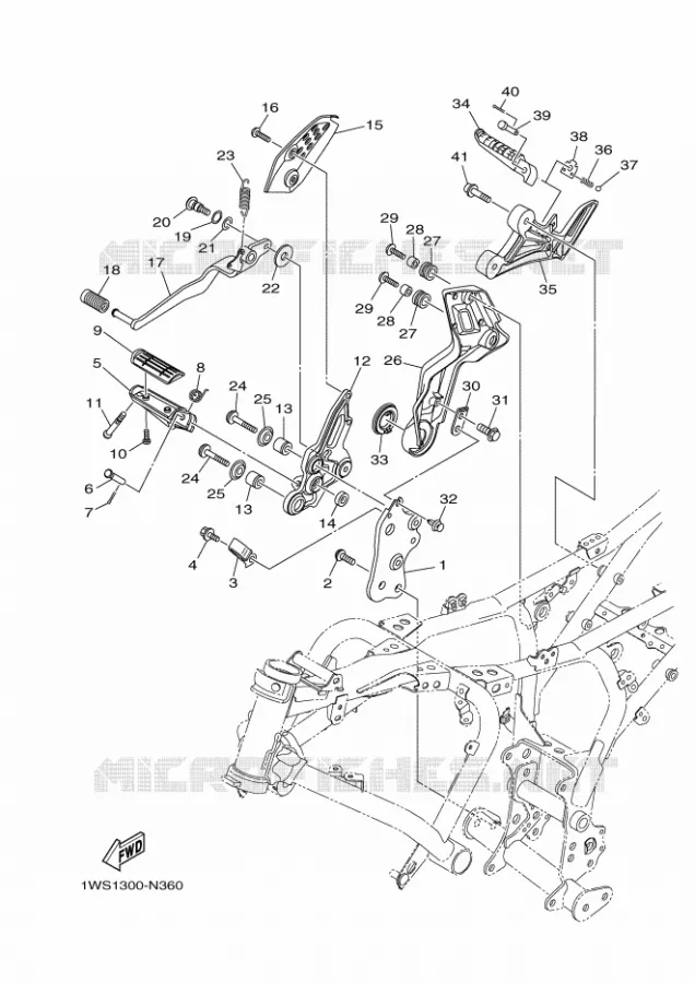 SUPPORT / REPOSE PIEDS 2 Yamaha MOTO 700 2016 MT  MT07