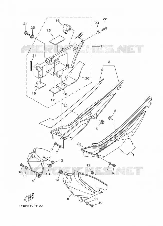 COUVERCLE LATERAL Yamaha MOTO 250 2016 XT  XT250