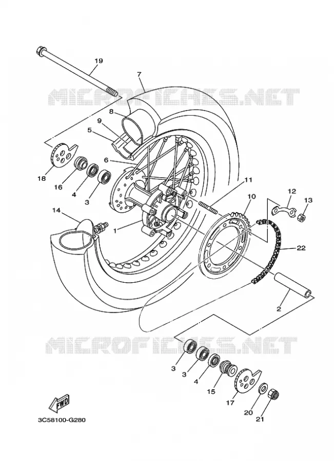 ROUE ARRIERE Yamaha MOTO 250 2016 XT  XT250