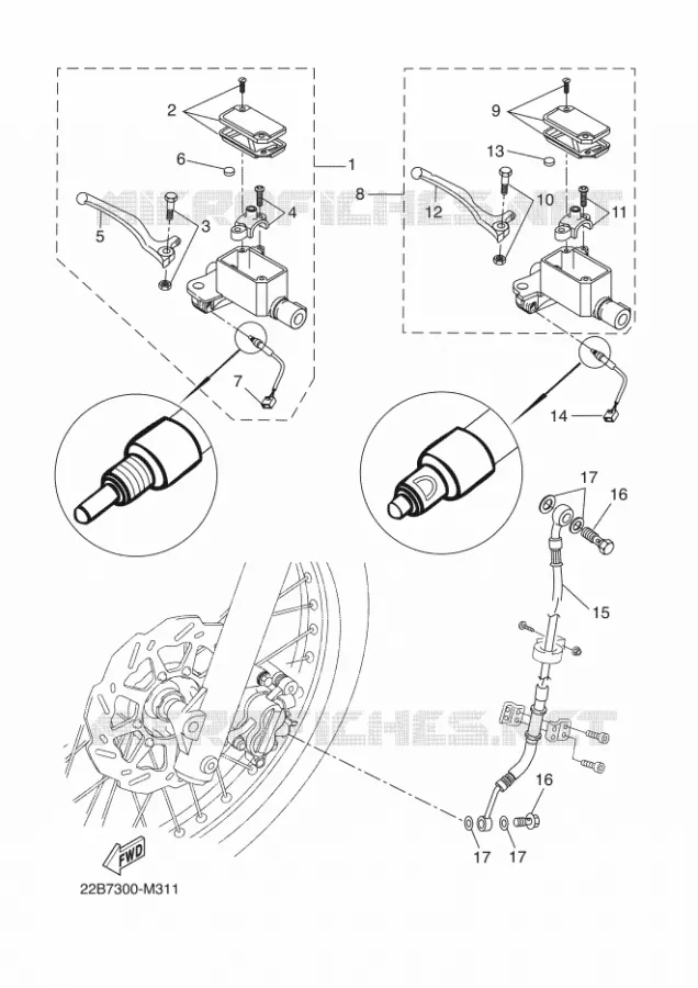 MAITRE CYLINDRE DE FREIN AVANT Yamaha MOTO 125 2009 WR-R  WR125R