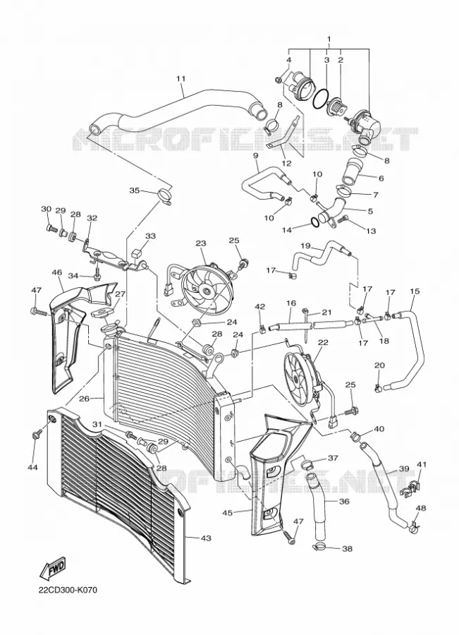 RADIATEUR / DURITES Yamaha MOTO 1000 2012 FZ1 ABS  FZ1-NA