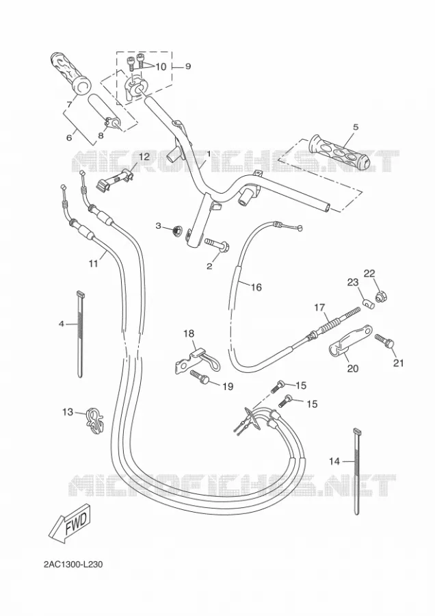GUIDON ET CABLES Yamaha SCOOTER 50 2012 NEOS 4T UBS  YN50FU