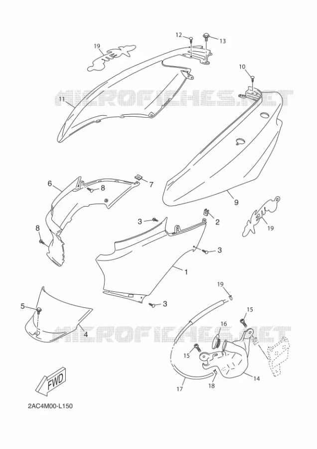 COUVERCLE LATERAL Yamaha SCOOTER 50 2012 OVETTO 4T UBS  YN50FU