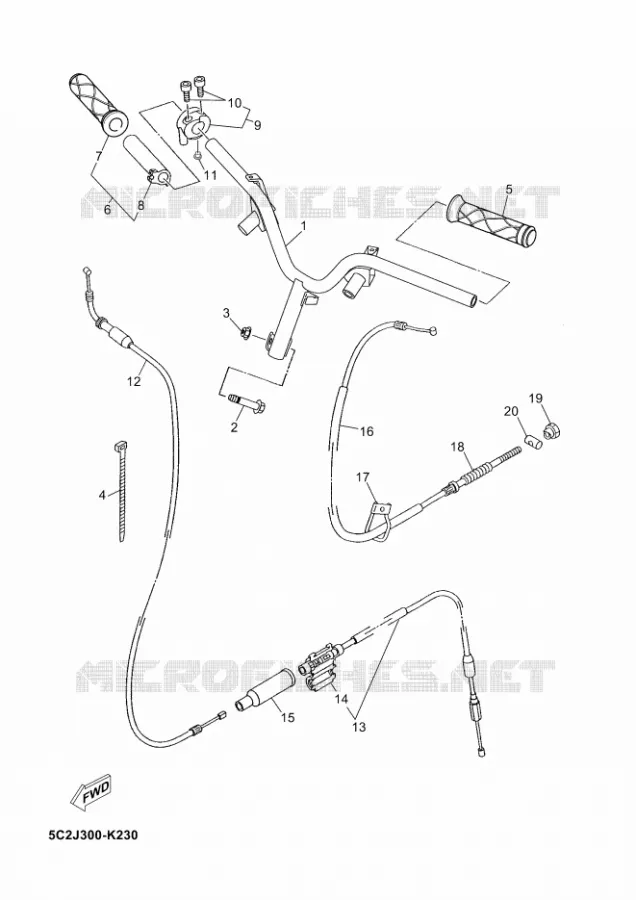 GUIDON ET CABLES Yamaha SCOOTER 50 2012 NEOS  YN50