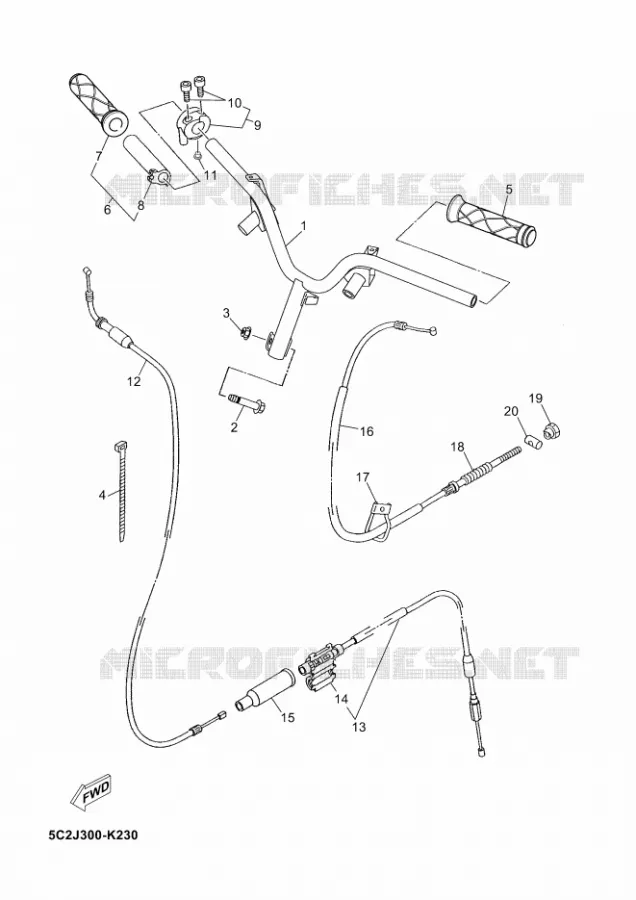 GUIDON ET CABLES Yamaha SCOOTER 50 2012 NEOS  YN50