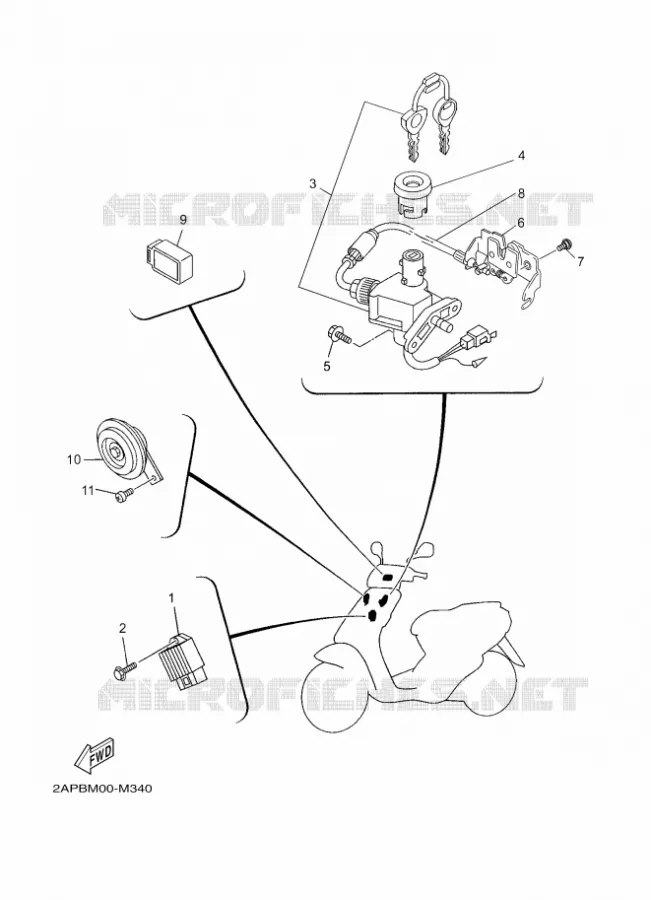PARTIE ELECTRIQUE 1 Yamaha SCOOTER 50 2013 NEOS  YN50