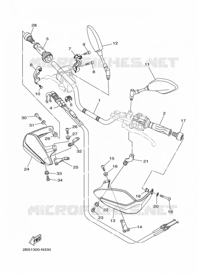 GUIDON ET CABLES Yamaha MOTO 1200 2015 SUPER TENERE  XT1200Z