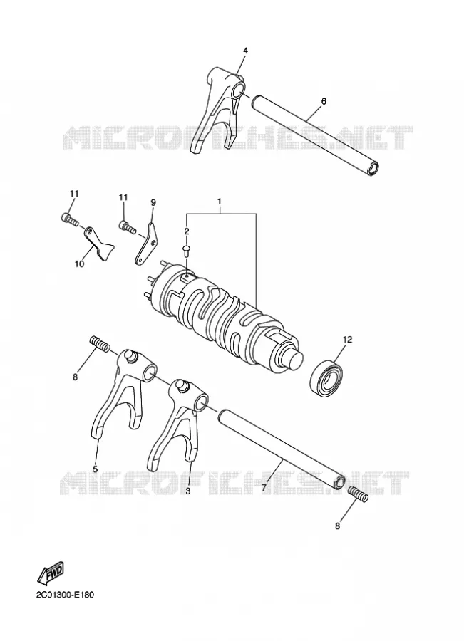 BARILLET DE SELECTION / FOURCHETTES Yamaha MOTO 600 2006 R6  YZF-R6