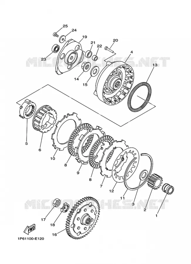 EMBRAYAGE DE DEMARREUR Yamaha MOTO 50 2016 TTR  TT-R50E
