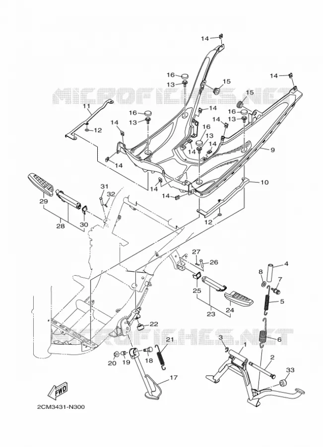 SUPPORT / REPOSE PIEDS Yamaha SCOOTER 125 2016 TRYPTIK  MW125A