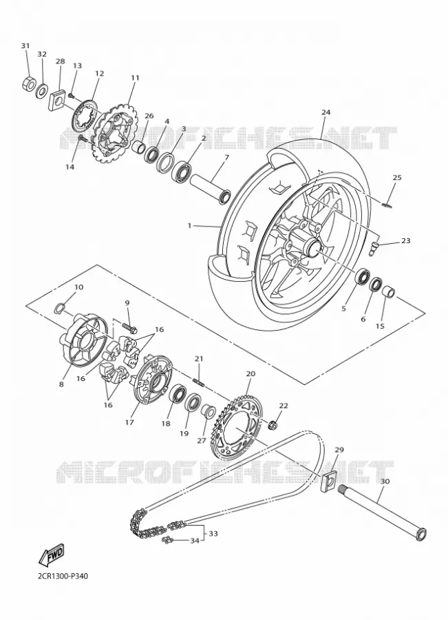 ROUE ARRIERE Yamaha MOTO 1000 2016 R1  YZF-R1