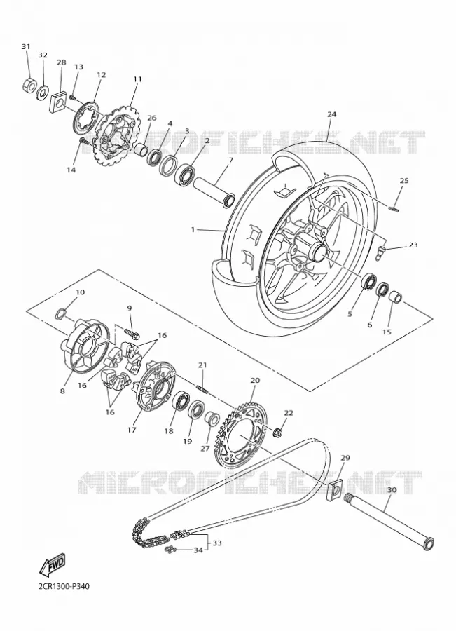 ROUE ARRIERE Yamaha MOTO 1000 2016 R1  YZF-R1
