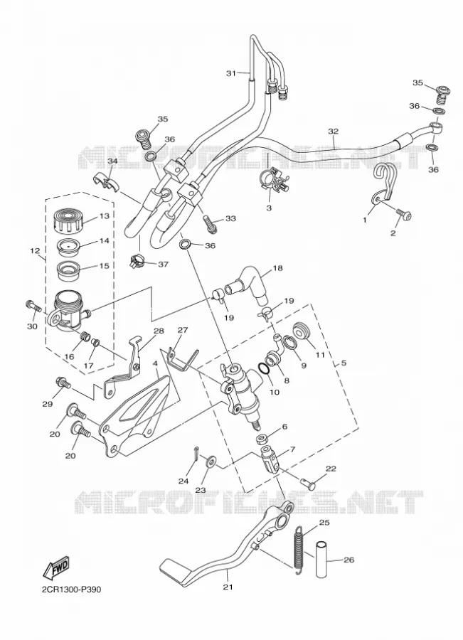 MAITRE CYLINDRE DE FREIN ARRIERE Yamaha MOTO 1000 2016 R1  YZF-R1