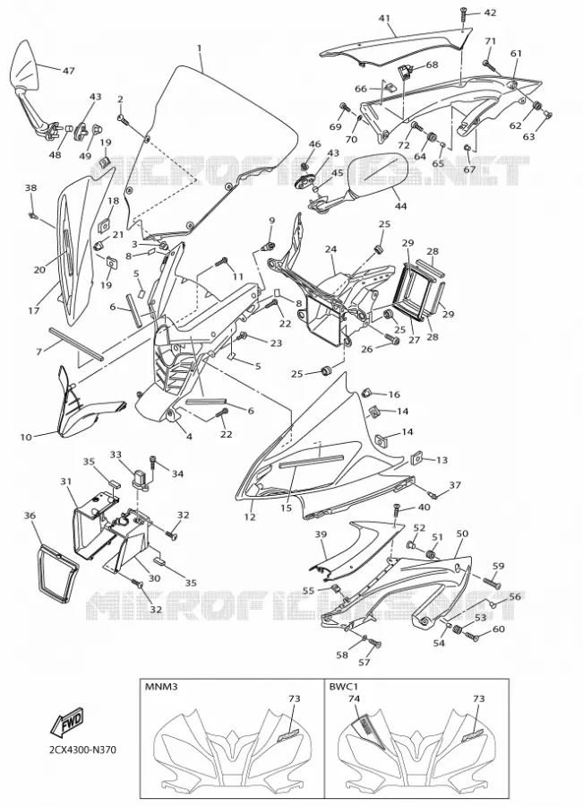 CARENAGES 1  Yamaha MOTO 600 2014 YZF-R6  YZF-R6