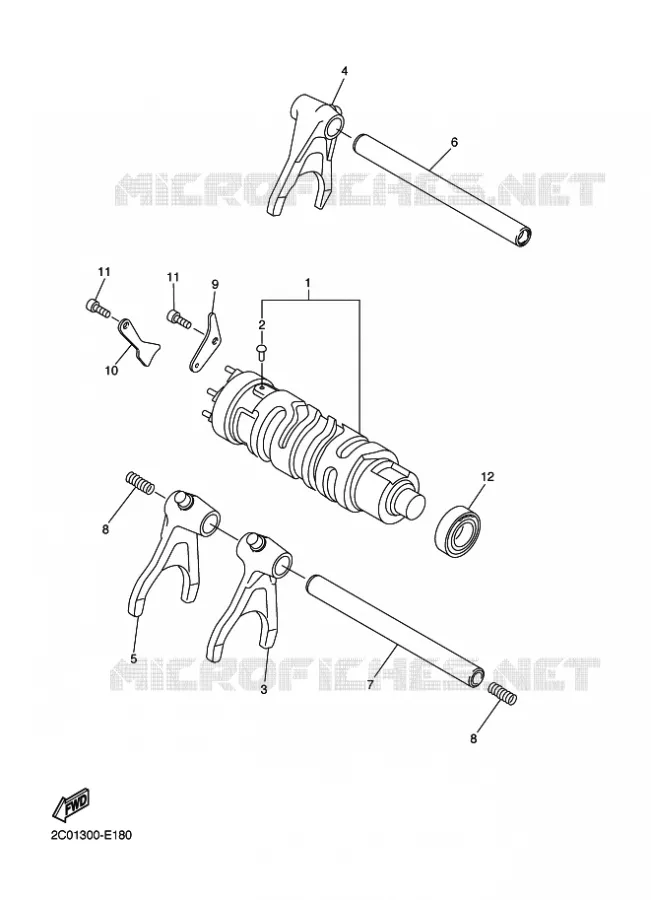 BARILLET DE SELECTION / FOURCHETTES Yamaha MOTO 600 2014 YZF-R6  YZF-R6