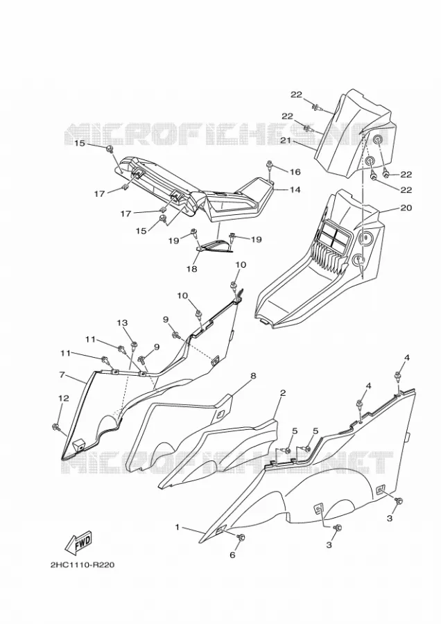 COUVERCLE LATERAL 2 Yamaha SIDE BY SIDE 1000 2017 YXZ  YXZ1000R