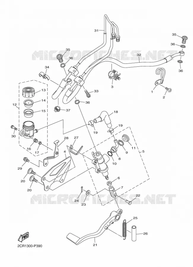 MAITRE CYLINDRE DE FREIN ARRIERE Yamaha MOTO 1000 2016 R1M  YZF-R1M
