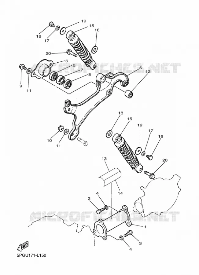 BRAS OSCILLANT / AMORTISSEUR Yamaha MOTO 50 2017 PW  PW50H2