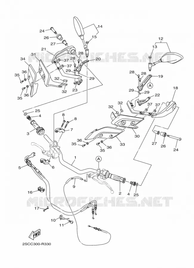 GUIDON ET CABLES Yamaha MOTO 900 2016 MT  MT09TRA