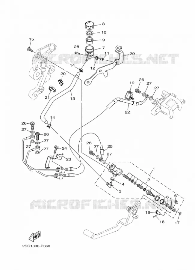 MAITRE CYLINDRE DE FREIN ARRIERE Yamaha MOTO 900 2016 MT  MT09TRA