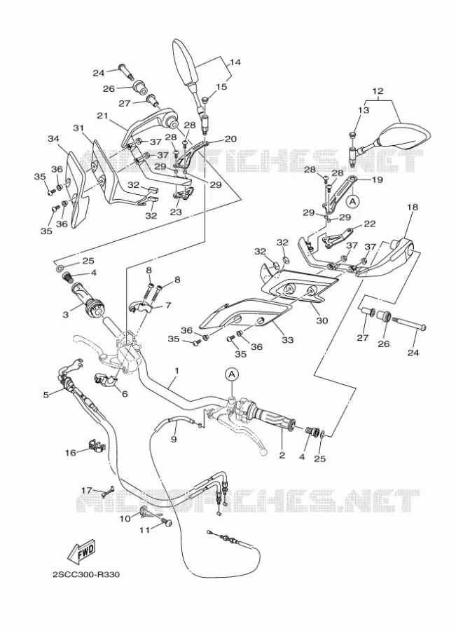 GUIDON ET CABLES Yamaha MOTO 900 2016 MT  MT09TRA