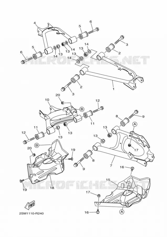 BRAS ARRIERE Yamaha QUAD 700 2017 KODIAK  YFM700FWBD