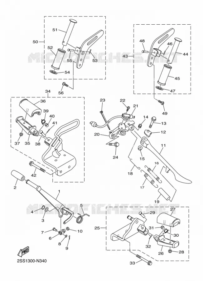 SUPPORT / REPOSE PIEDS Yamaha MOTO 1300 2016 XVS  XVS1300CU
