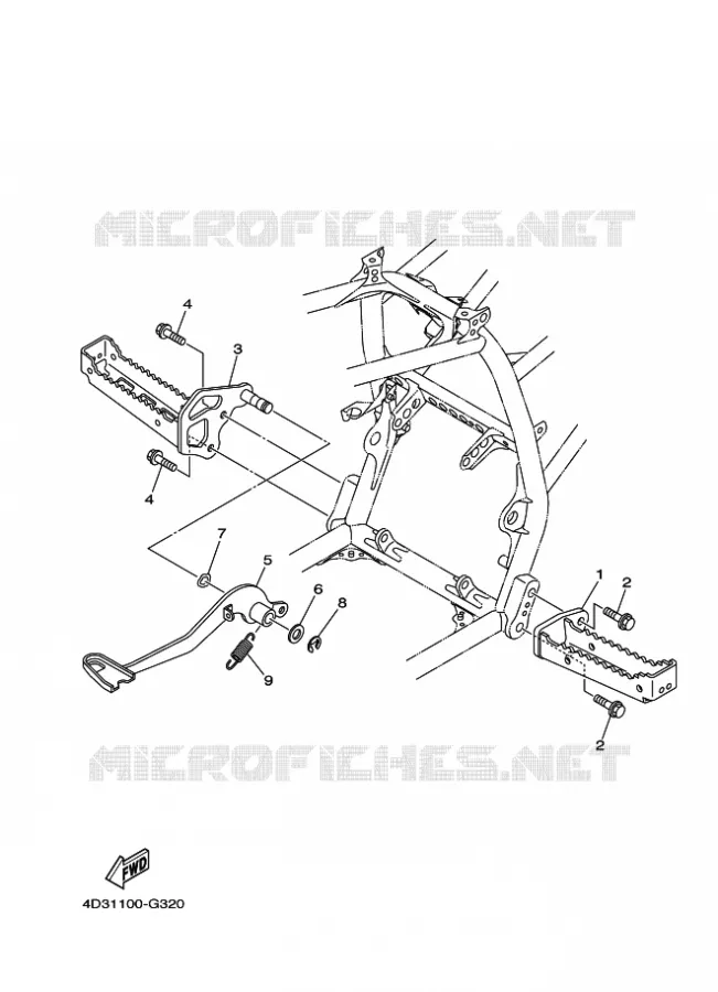 SUPPORT / REPOSE PIEDS Yamaha QUAD 250 2009 RAPTOR  YFM250R