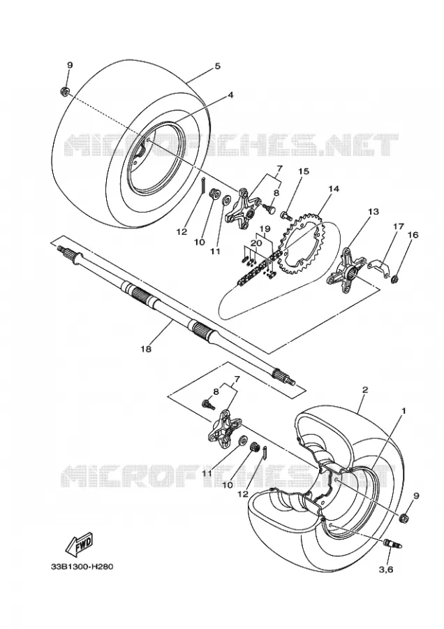ROUE ARRIERE Yamaha QUAD 250 2009 RAPTOR  YFM250R