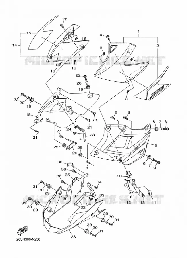 COUVERCLE LATERAL 2 Yamaha MOTO 600 2016 XJ6  XJ6NA