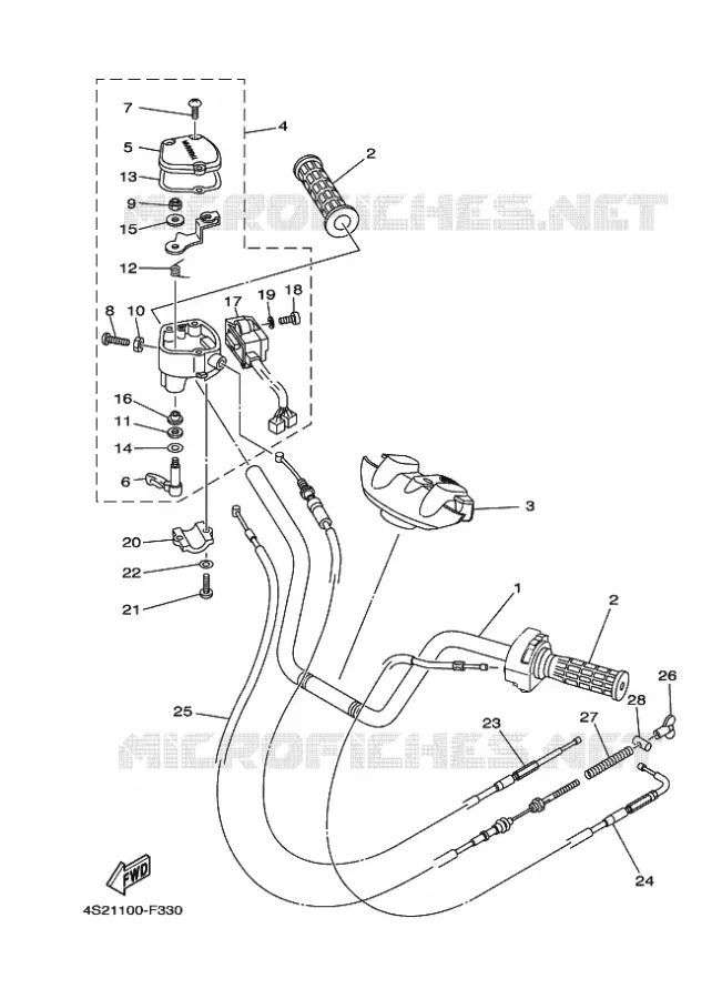 GUIDON ET CABLES Yamaha QUAD 450 2009 GRIZZLY  YFM450FWAN