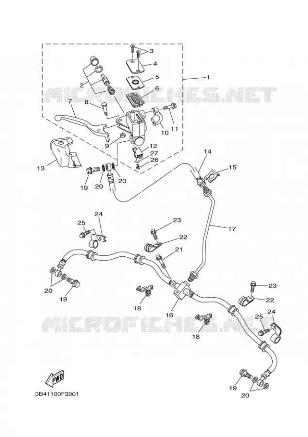 MAITRE CYLINDRE DE FREIN AVANT Yamaha QUAD 700 2008 GRIZZLY 700  EPS  YFM700FWAD