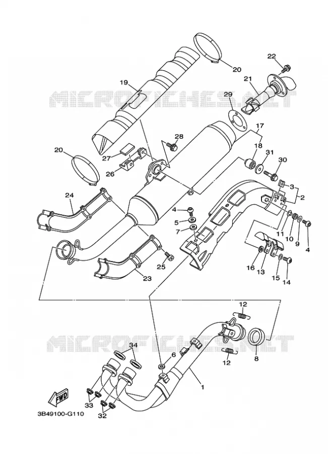 ECHAPPEMENT Yamaha QUAD 700 2008 GRIZZLY 700  EPS  YFM700FWAD