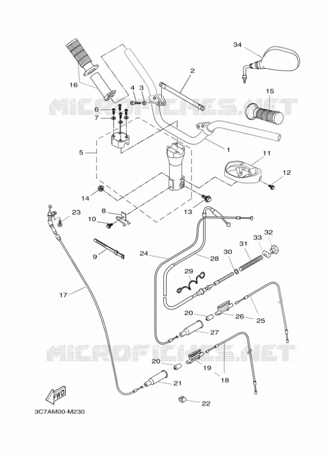 GUIDON ET CABLES Yamaha SCOOTER 50 2016 STUNT NAKED  EW50N