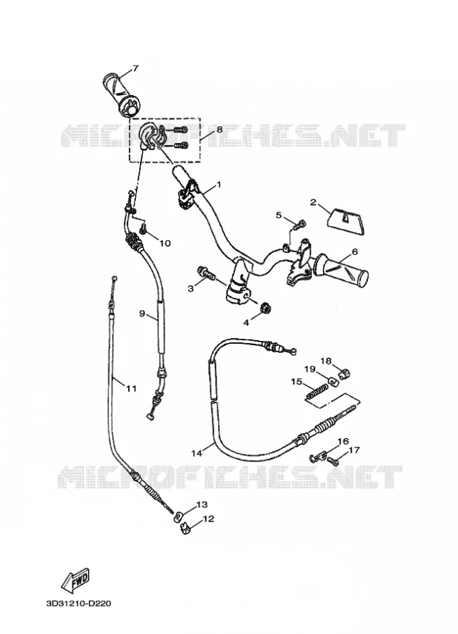 GUIDON ET CABLES Yamaha SCOOTER 100 2005 JOG  XC100