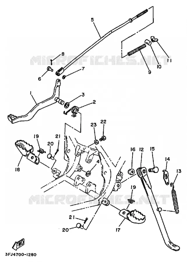 SUPPORT / REPOSE PIEDS Yamaha MOTO 175 1991 DT  DT175