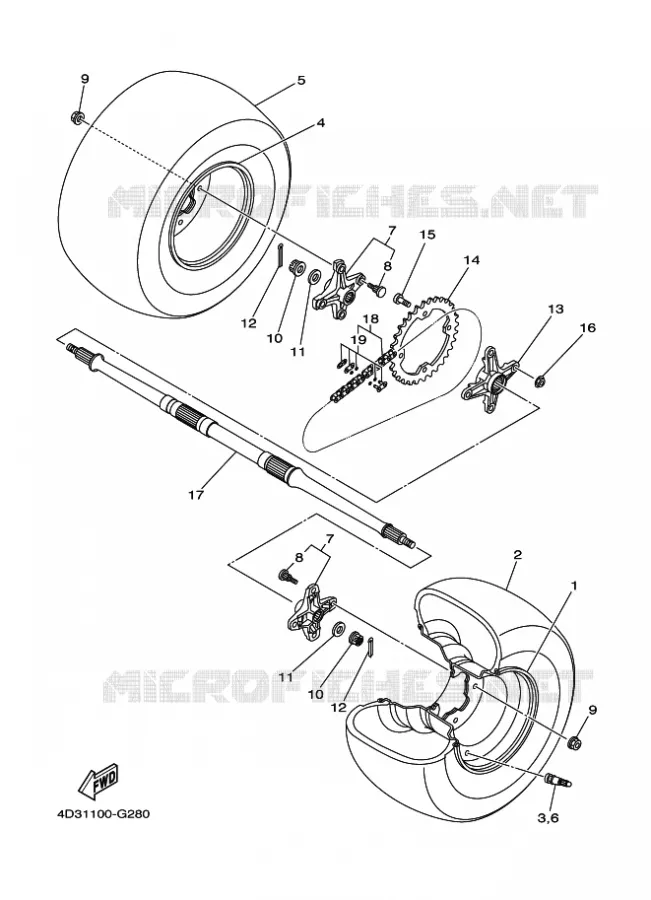 ROUE ARRIERE Yamaha QUAD 250 2008 RAPTOR  YFM250R