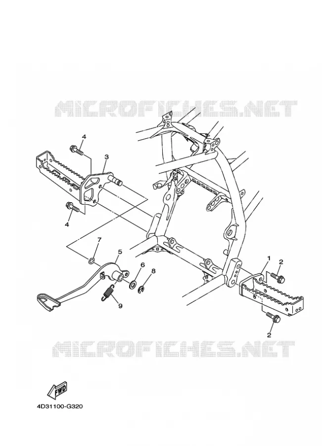 SUPPORT / REPOSE PIEDS Yamaha QUAD 250 2008 RAPTOR  YFM250R