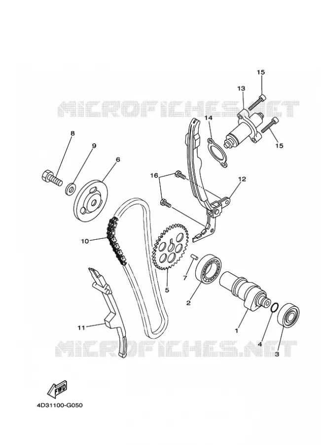 ARBRE A CAMES / CHAINE DE DISTRIBUTION Yamaha QUAD 250 2008 RAPTOR  YFM250R