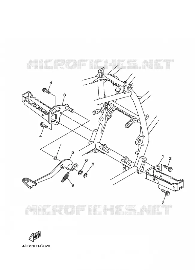 SUPPORT / REPOSE PIEDS Yamaha QUAD 250 2008 RAPTOR  YFM250R
