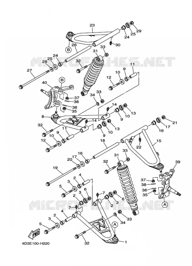 SUSPENSION / ROUE AVANT Yamaha QUAD 250 2009 RAPTOR  YFM250R