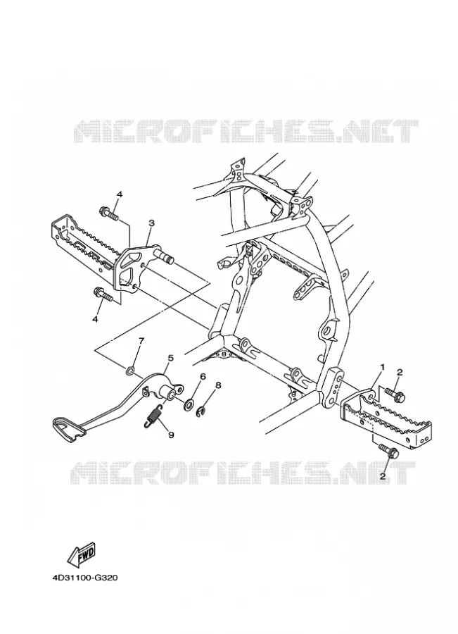 SUPPORT / REPOSE PIEDS Yamaha QUAD 250 2009 RAPTOR  YFM250R