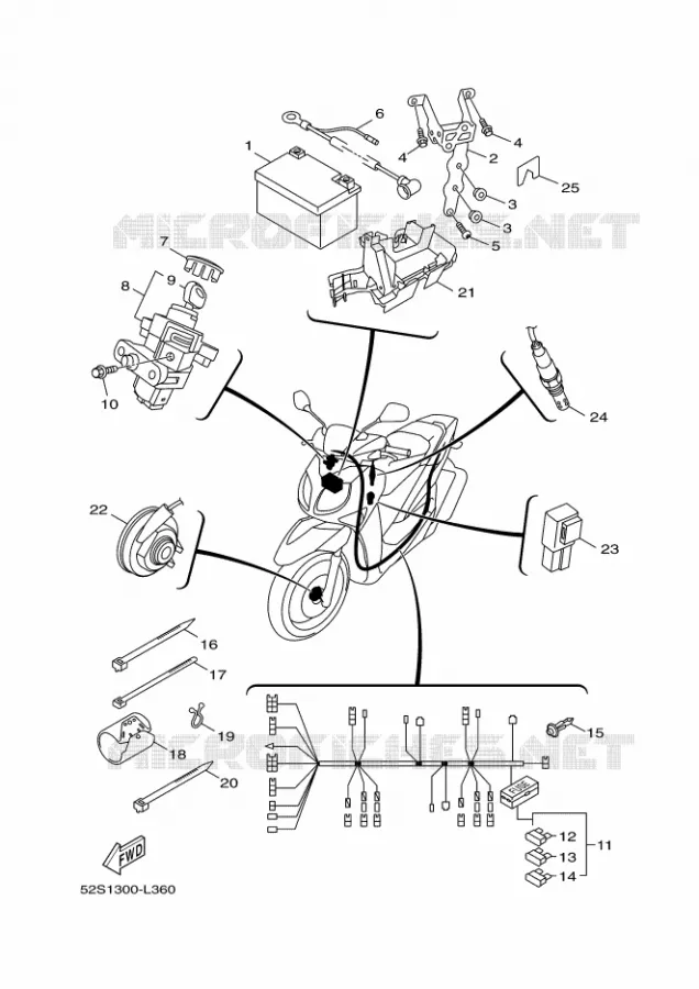 PARTIE ELECTRIQUE 2 Yamaha SCOOTER 151 2016 XENTER  HW151