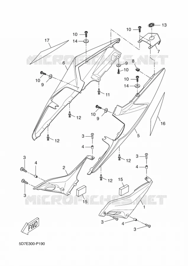 COUVERCLE LATERAL Yamaha MOTO 125 2015 YZF-R125 ABS  YZF-R125A