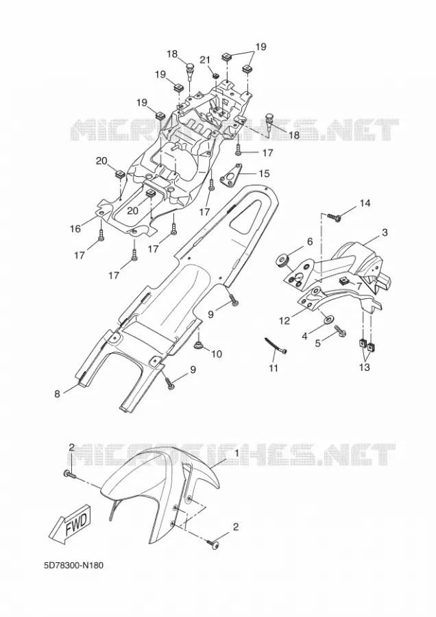 GARDE BOUE Yamaha MOTO 125 2015 YZF-R125 ABS  YZF-R125A