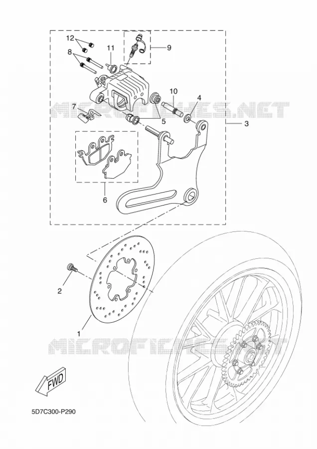 ETRIER DE FREIN ARRIERE Yamaha MOTO 125 2016 R125  YZF-R125