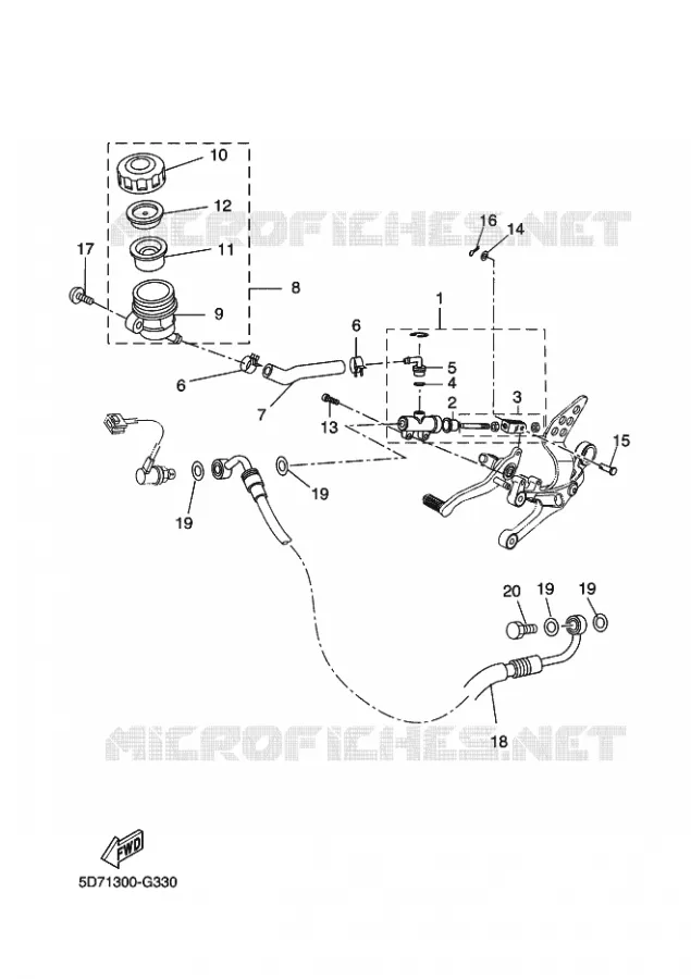 MAITRE CYLINDRE DE FREIN ARRIERE Yamaha MOTO 125 2016 R125  YZF-R125