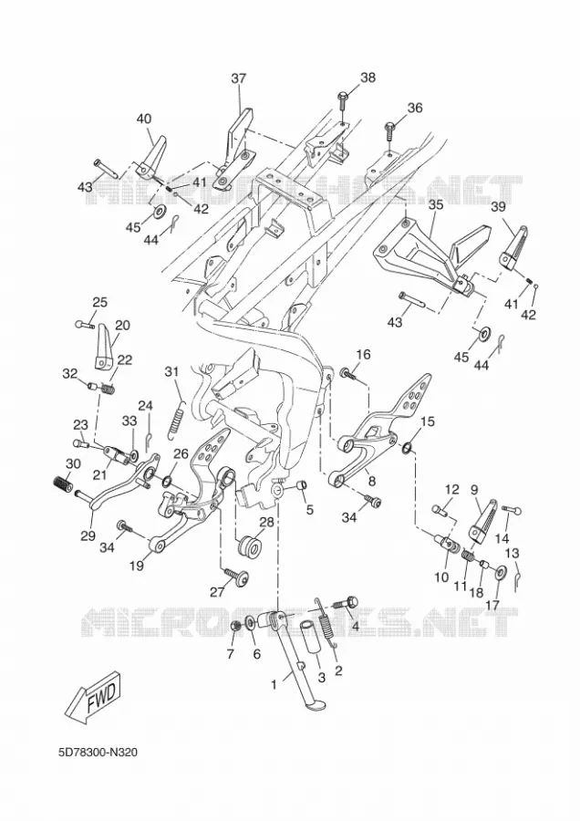 SUPPORT / REPOSE PIEDS Yamaha MOTO 125 2016 R125  YZF-R125A